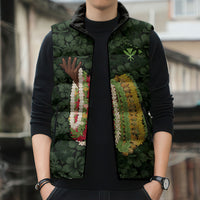 Hawaii Lei Kamehameha Sleeveless Puffer Jacket Oma'oma'o Seamless Pattern Hibiscus Flower LT9 - Polynesian Pride