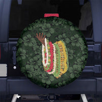Hawaii Lei Kamehameha Spare Tire Cover Oma'oma'o Seamless Pattern Hibiscus Flower LT9 No hole Green - Polynesian Pride