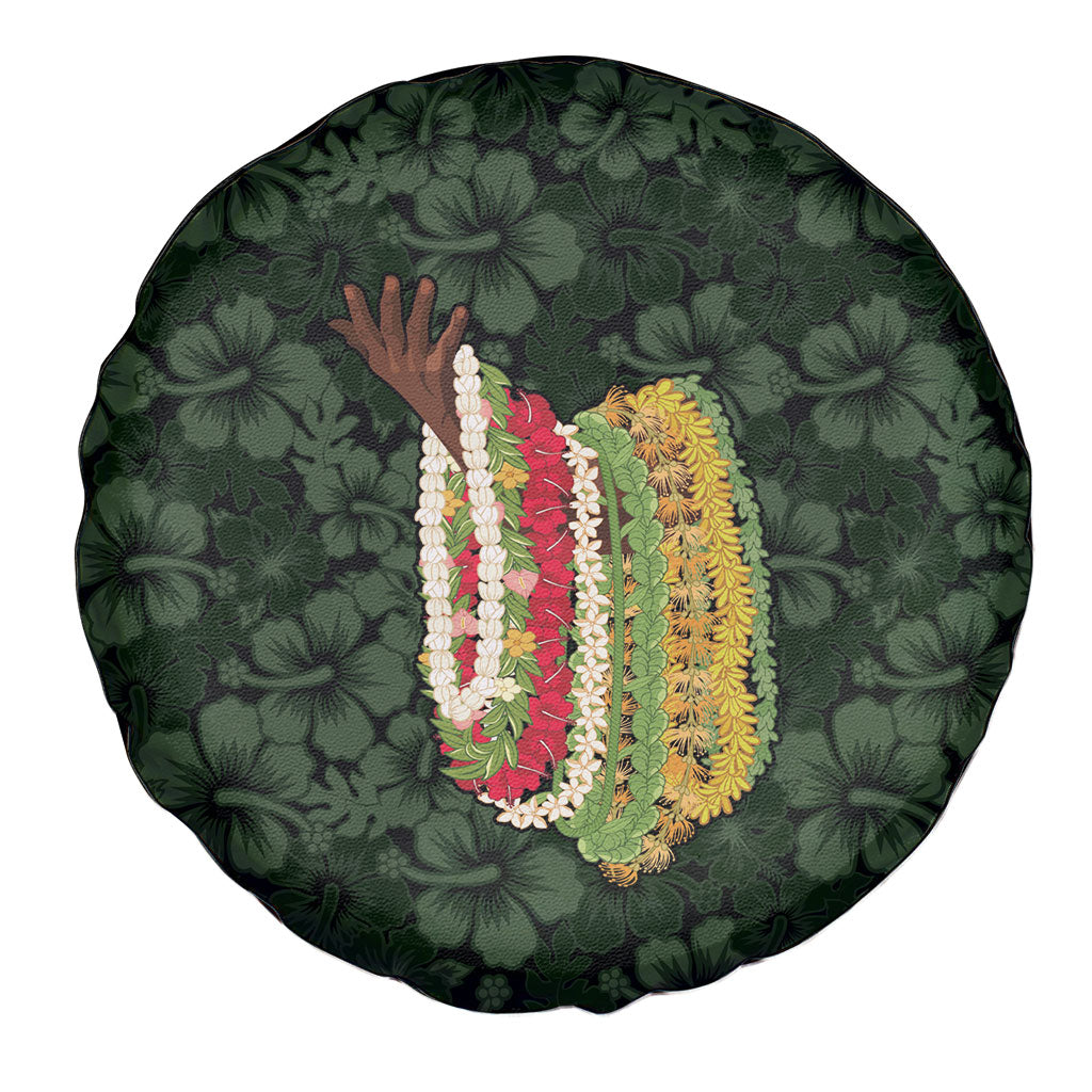 Hawaii Lei Kamehameha Spare Tire Cover Oma'oma'o Seamless Pattern Hibiscus Flower LT9 - Polynesian Pride