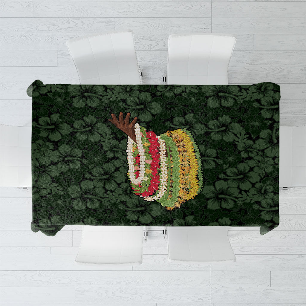 Hawaii Lei Kamehameha Tablecloth Oma'oma'o Seamless Pattern Hibiscus Flower LT9 Green - Polynesian Pride