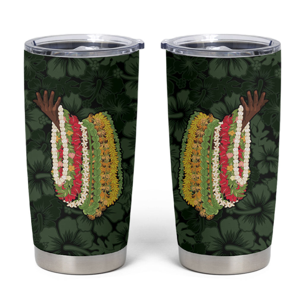 Hawaii Lei Kamehameha Tumbler Cup Oma'oma'o Seamless Pattern Hibiscus Flower