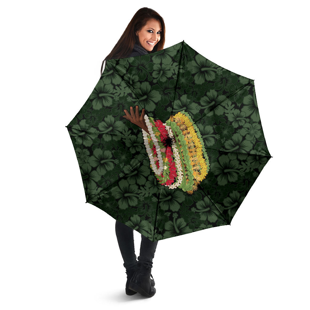 Hawaii Lei Kamehameha Umbrella Oma'oma'o Seamless Pattern Hibiscus Flower