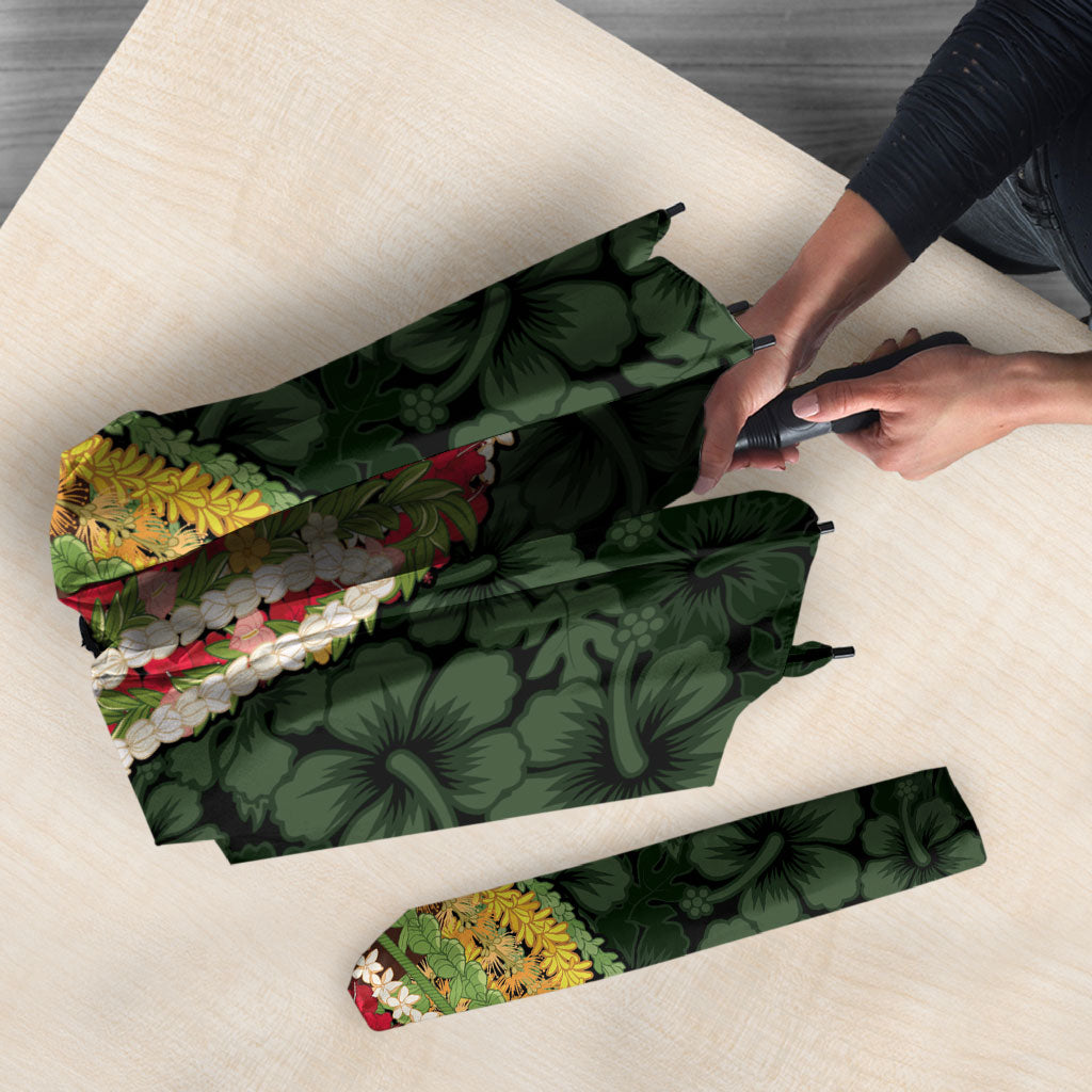 Hawaii Lei Kamehameha Umbrella Oma'oma'o Seamless Pattern Hibiscus Flower