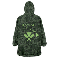 Hawaii Lei Kamehameha Wearable Blanket Hoodie Oma'oma'o Seamless Pattern Hibiscus Flower LT9 - Polynesian Pride