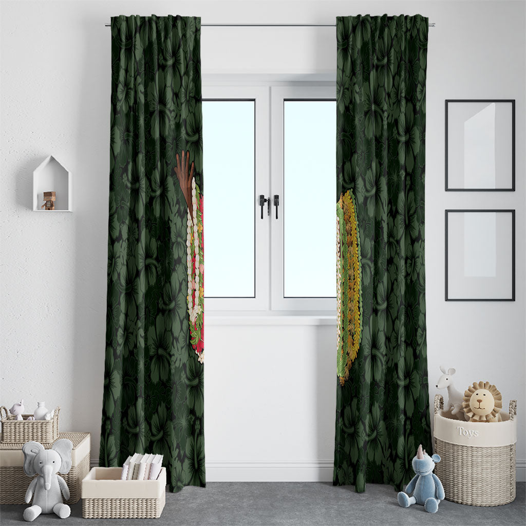 Hawaii Lei Kamehameha Window Curtain Oma'oma'o Seamless Pattern Hibiscus Flower