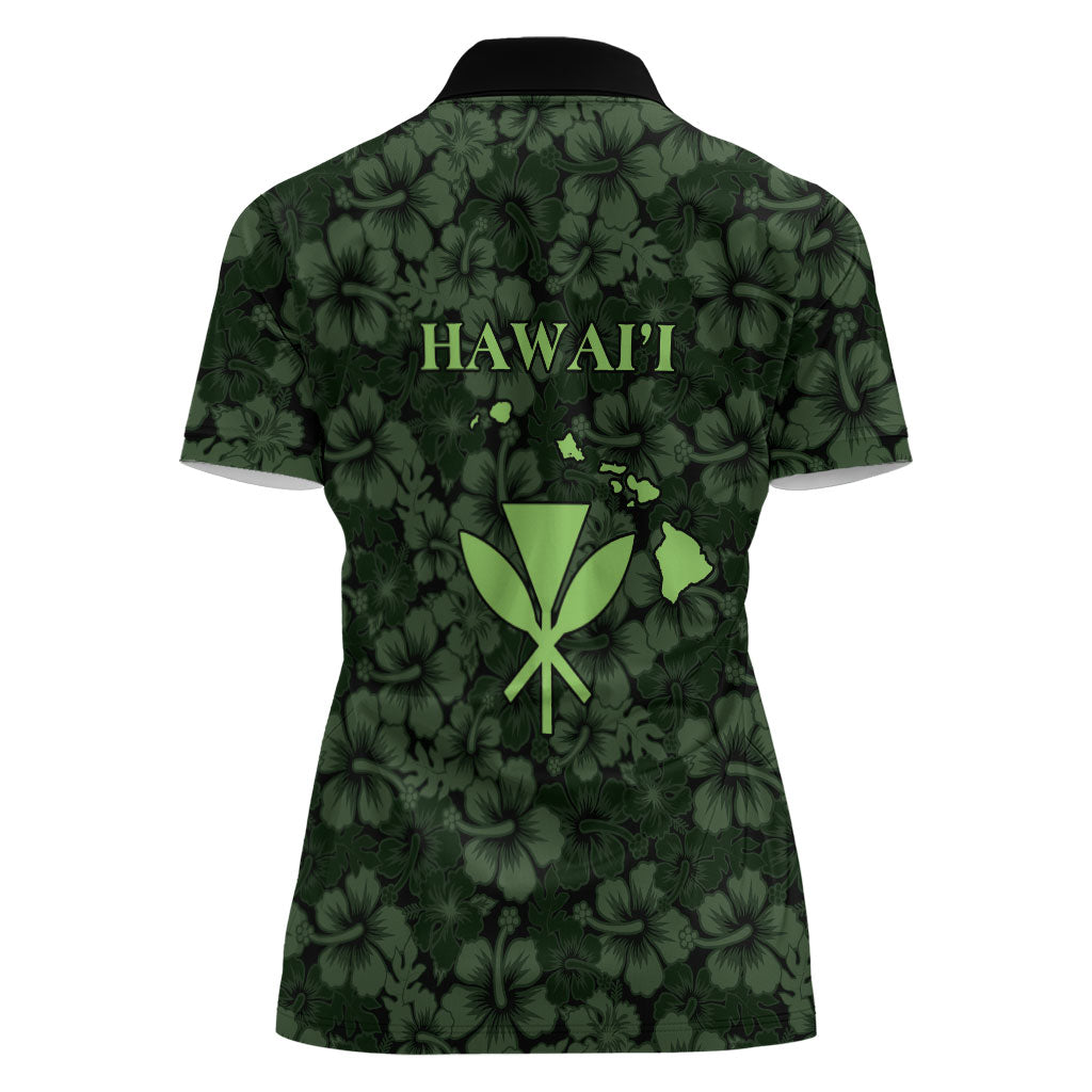 Hawaii Lei Kamehameha Women Polo Shirt Oma'oma'o Seamless Pattern Hibiscus Flower LT9 - Polynesian Pride