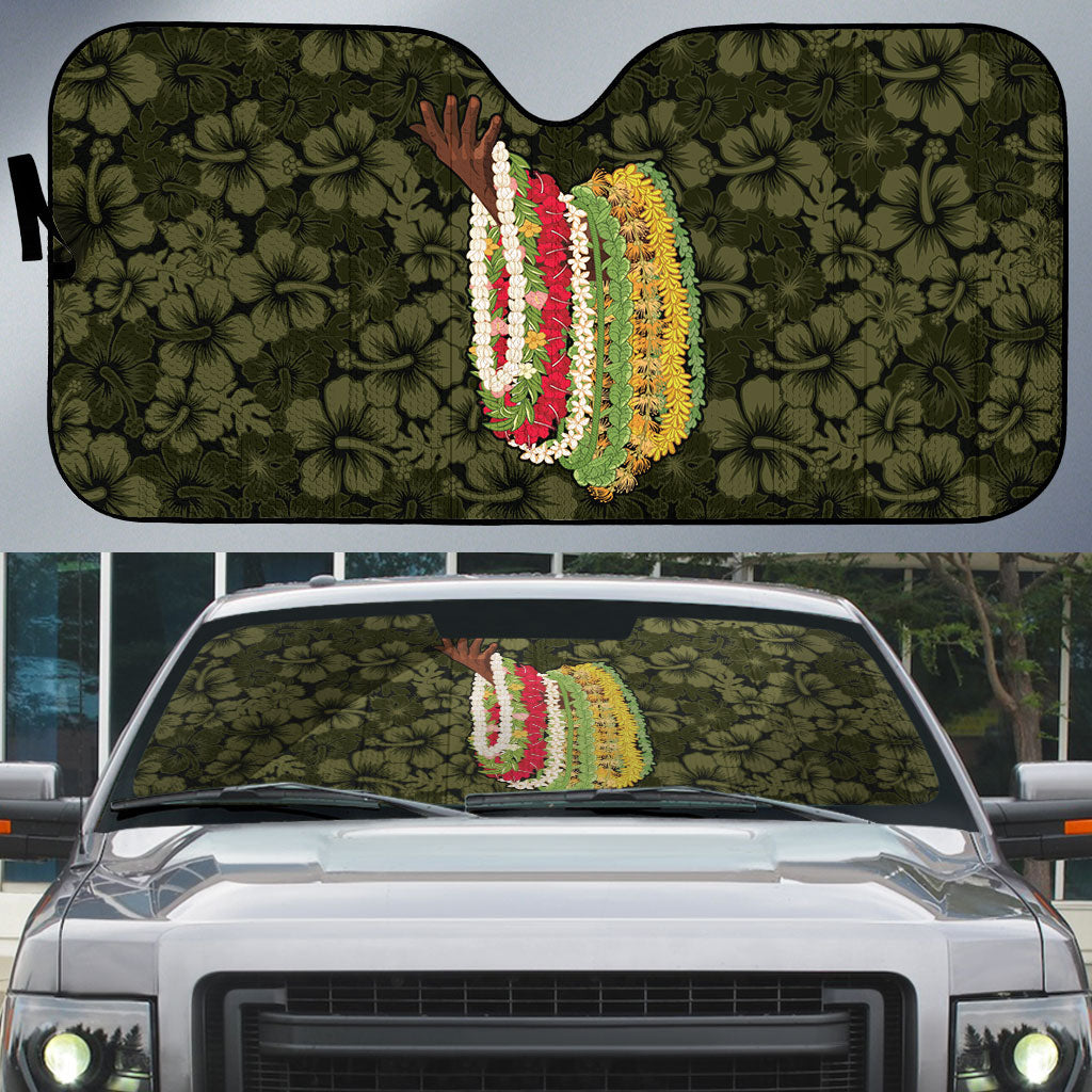 Hawaii Lei Kamehameha Auto Sun Shade Melemele Seamless Pattern Hibiscus Flower LT9 Yellow - Polynesian Pride