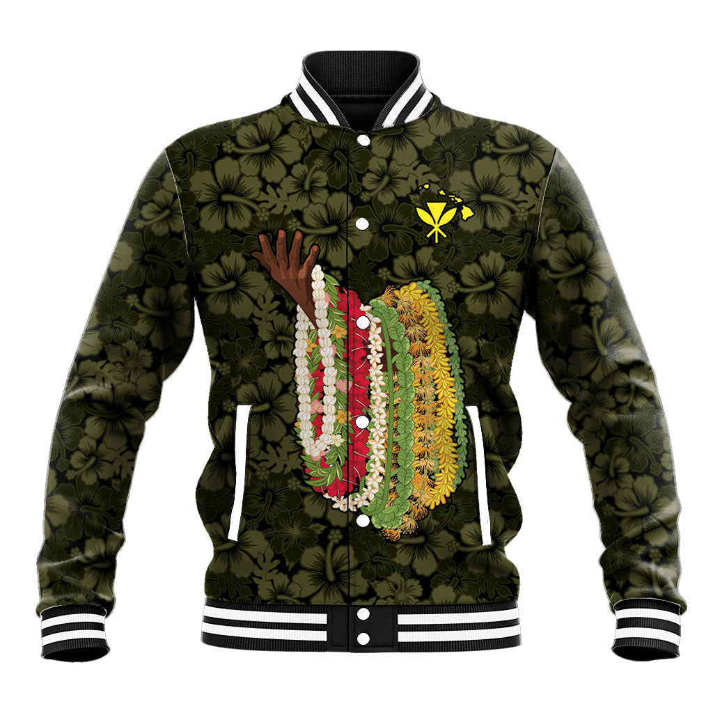 Hawaii Lei Kamehameha Baseball Jacket Melemele Seamless Pattern Hibiscus Flower