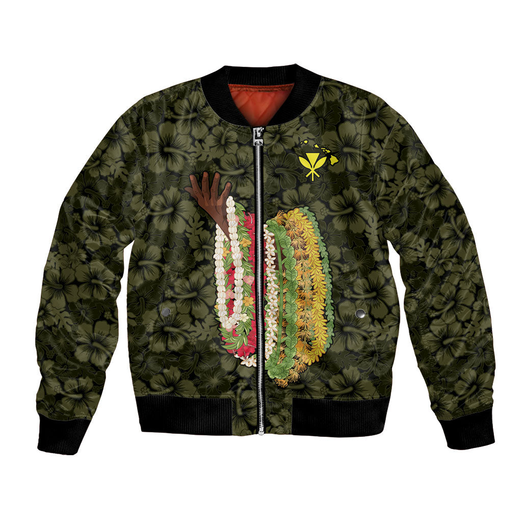 Hawaii Lei Kamehameha Bomber Jacket Melemele Seamless Pattern Hibiscus Flower LT9 Unisex Yellow - Polynesian Pride