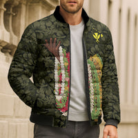 Hawaii Lei Kamehameha Bomber Puffer Jacket Melemele Seamless Pattern Hibiscus Flower