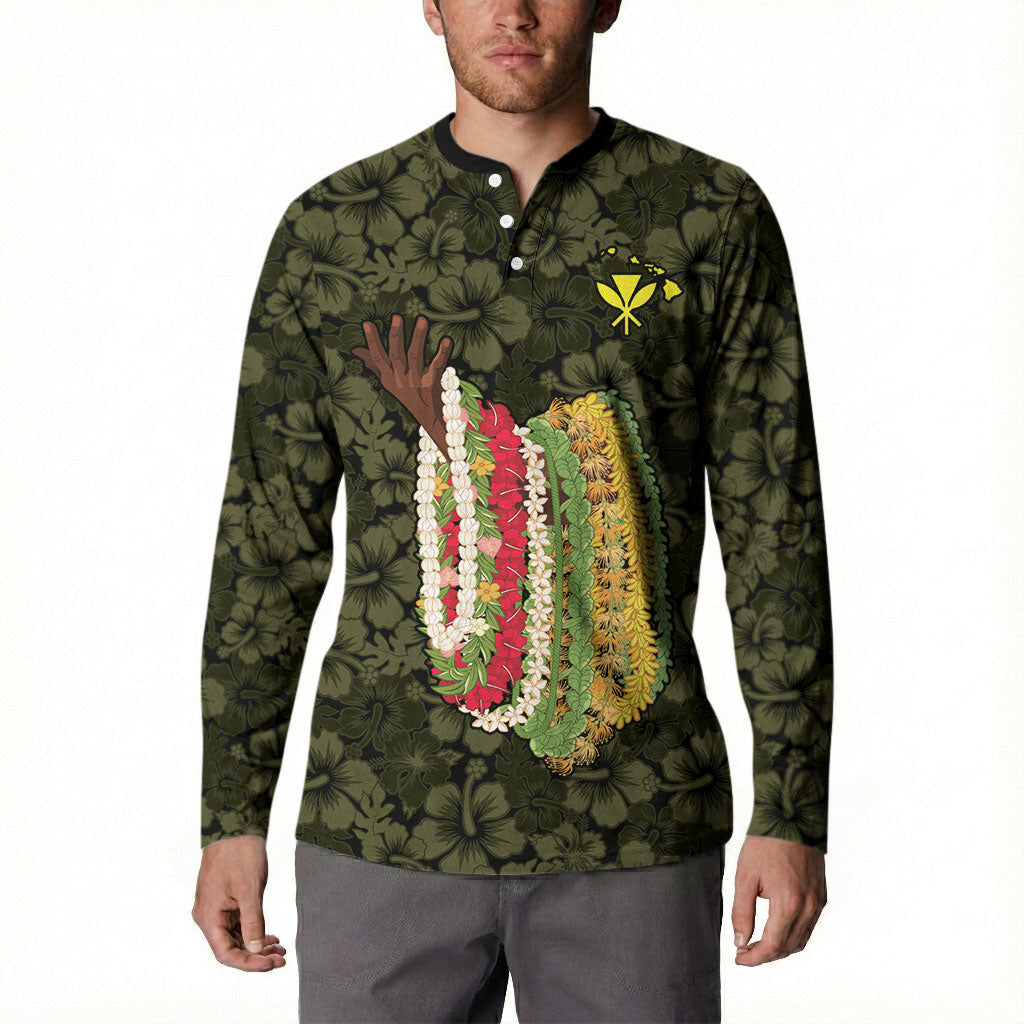 Hawaii Lei Kamehameha Button Sweatshirt Melemele Seamless Pattern Hibiscus Flower