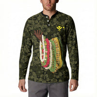 Hawaii Lei Kamehameha Button Sweatshirt Melemele Seamless Pattern Hibiscus Flower