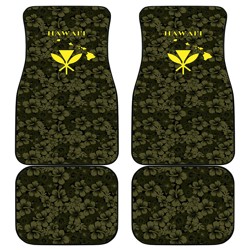 Hawaii Lei Kamehameha Car Mats Melemele Seamless Pattern Hibiscus Flower