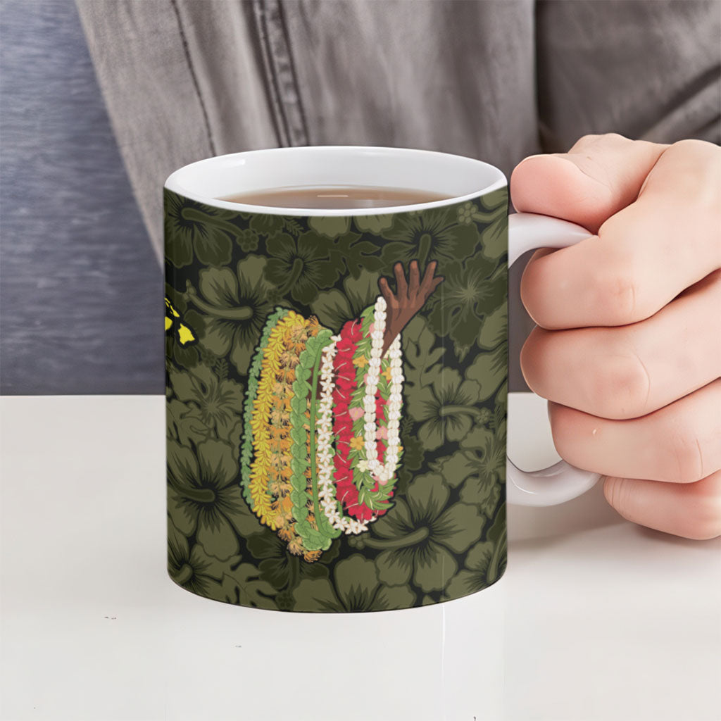 Hawaii Lei Kamehameha Ceramic Mug Melemele Seamless Pattern Hibiscus Flower