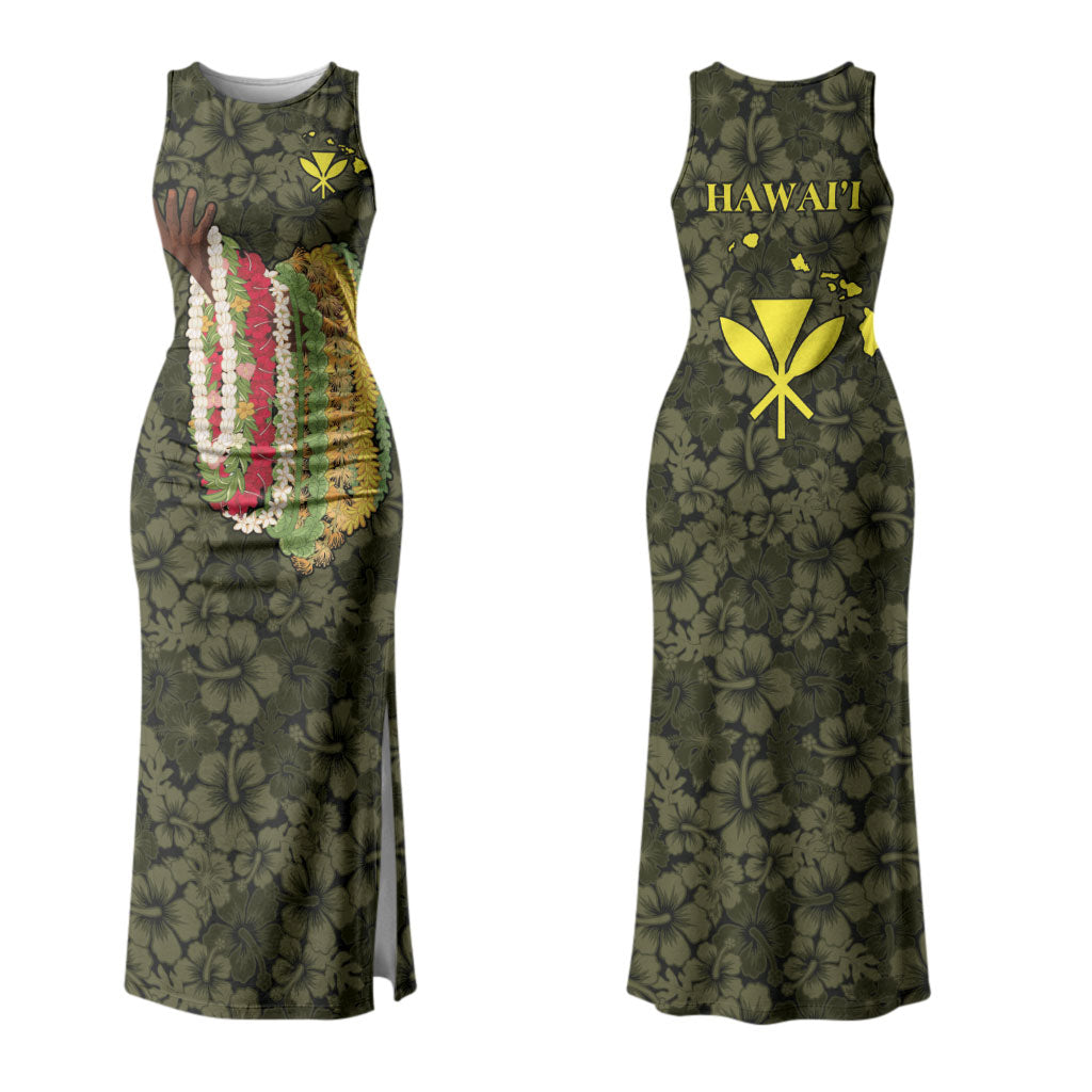 Hawaii Lei Kamehameha Couples Matching Tank Maxi Dress and Hawaiian Shirt Melemele Seamless Pattern Hibiscus Flower LT9