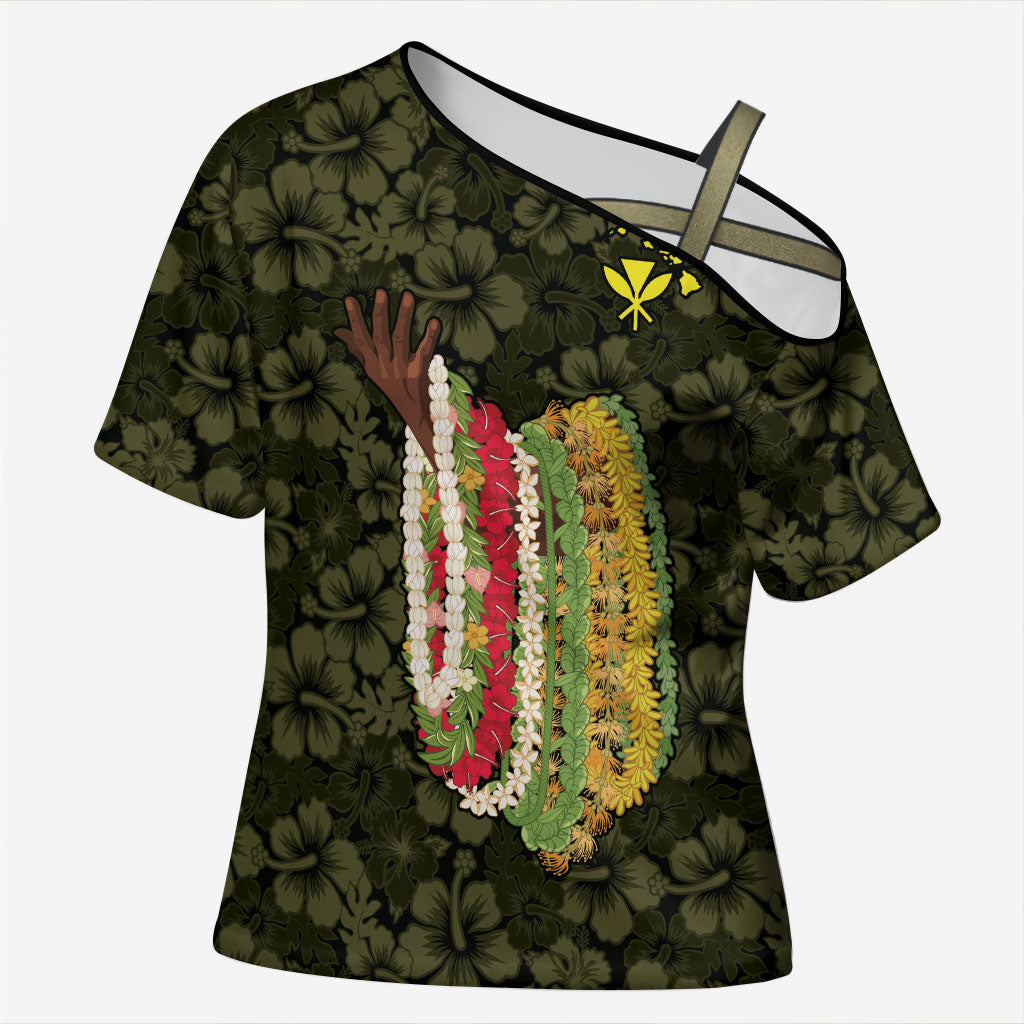 Hawaii Lei Kamehameha Cross Shoulder Shirt Melemele Seamless Pattern Hibiscus Flower LT9 Female Yellow - Polynesian Pride