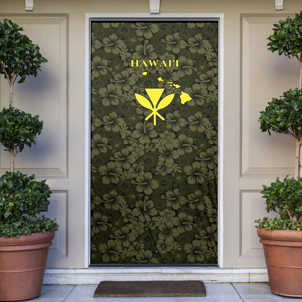Hawaii Lei Kamehameha Door Cover Melemele Seamless Pattern Hibiscus Flower LT9 Yellow - Polynesian Pride