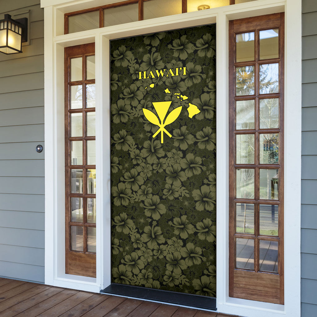 Hawaii Lei Kamehameha Door Cover Melemele Seamless Pattern Hibiscus Flower