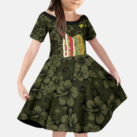 Hawaii Lei Kamehameha Family Matching Long Sleeve Bodycon Dress and Hawaiian Shirt Melemele Seamless Pattern Hibiscus Flower