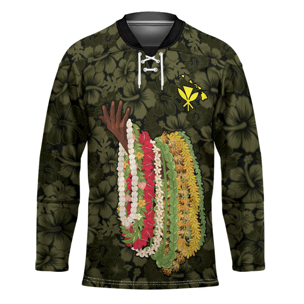 Hawaii Lei Kamehameha Hockey Jersey Melemele Seamless Pattern Hibiscus Flower LT9 Unisex Yellow - Polynesian Pride