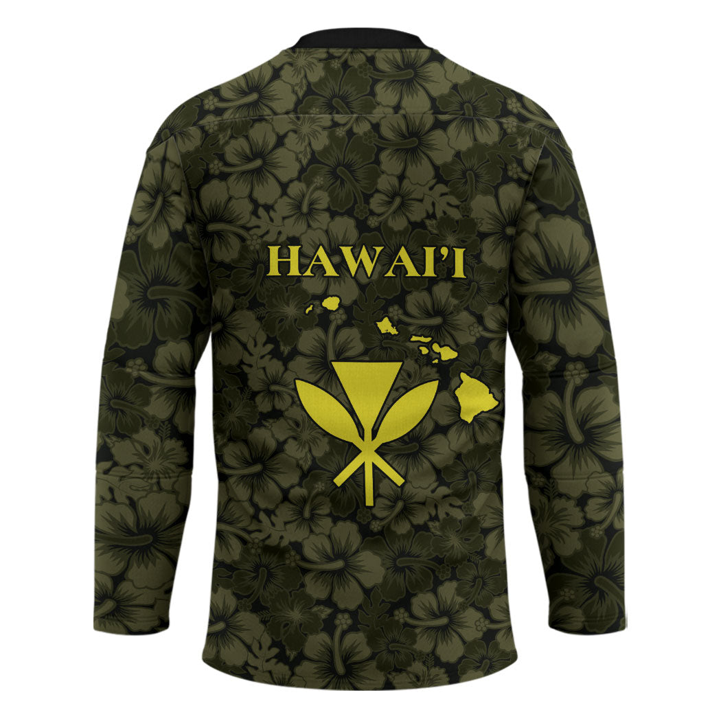 Hawaii Lei Kamehameha Hockey Jersey Melemele Seamless Pattern Hibiscus Flower