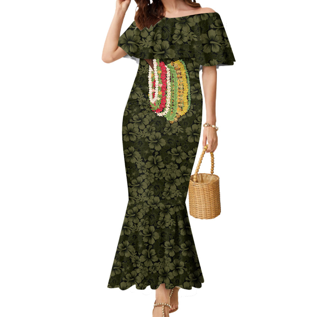Hawaii Lei Kamehameha Mermaid Dress Melemele Seamless Pattern Hibiscus Flower LT9 Women Yellow - Polynesian Pride