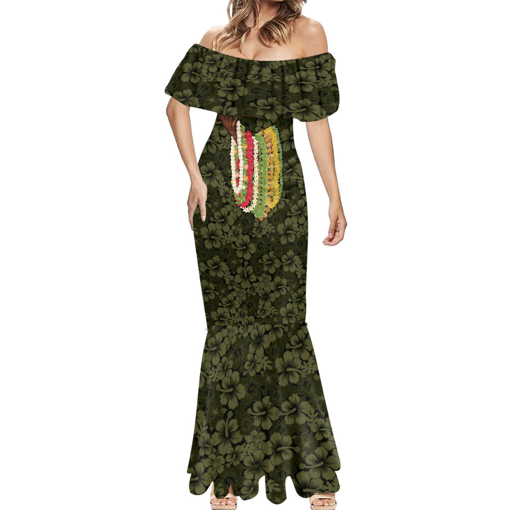 Hawaii Lei Kamehameha Mermaid Dress Melemele Seamless Pattern Hibiscus Flower