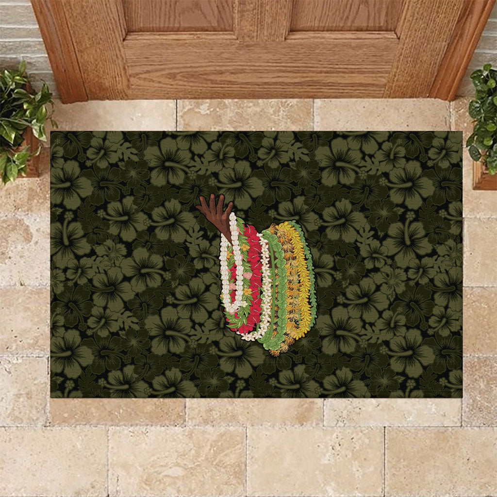 Hawaii Lei Kamehameha Rubber Doormat Melemele Seamless Pattern Hibiscus Flower LT9 Yellow - Polynesian Pride