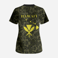 Hawaii Lei Kamehameha Scrub Top Melemele Seamless Pattern Hibiscus Flower