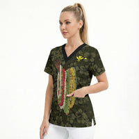Hawaii Lei Kamehameha Scrub Top Melemele Seamless Pattern Hibiscus Flower