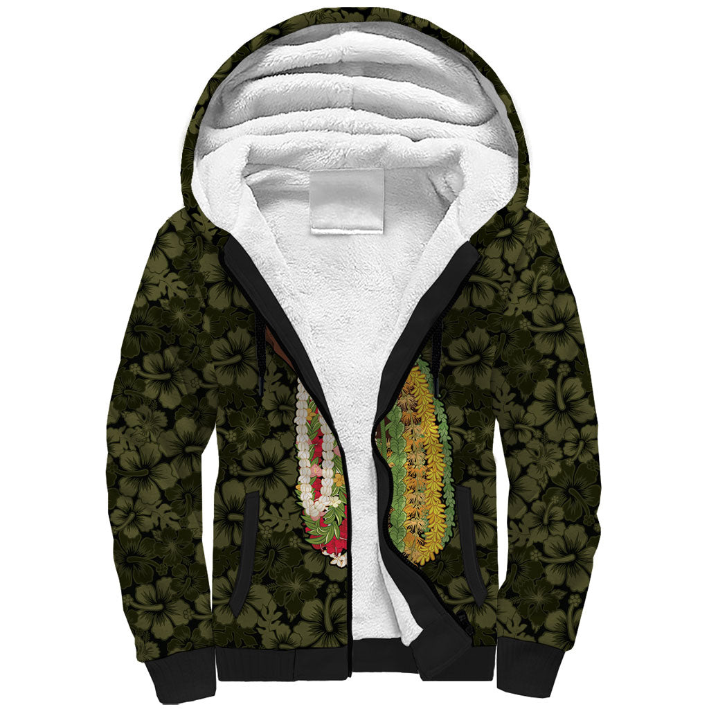 Hawaii Lei Kamehameha Sherpa Hoodie Melemele Seamless Pattern Hibiscus Flower LT9 Unisex Yellow - Polynesian Pride
