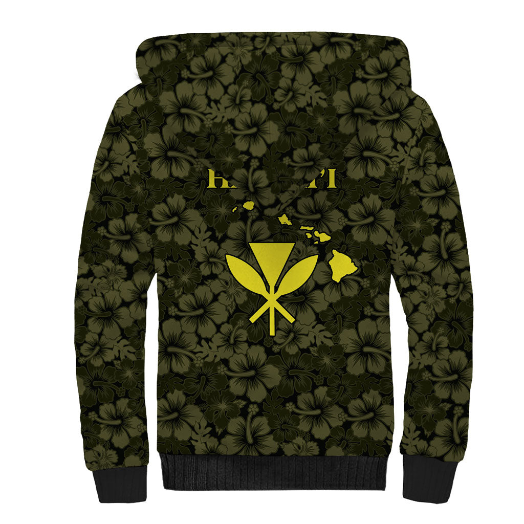 Hawaii Lei Kamehameha Sherpa Hoodie Melemele Seamless Pattern Hibiscus Flower