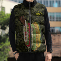 Hawaii Lei Kamehameha Sleeveless Puffer Jacket Melemele Seamless Pattern Hibiscus Flower