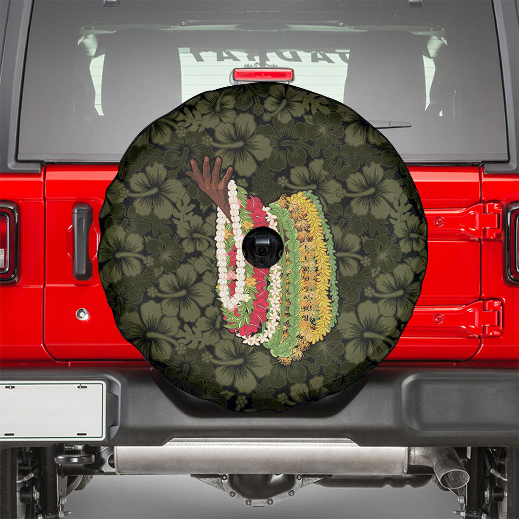 Hawaii Lei Kamehameha Spare Tire Cover Melemele Seamless Pattern Hibiscus Flower