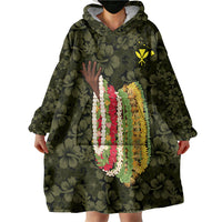 Hawaii Lei Kamehameha Wearable Blanket Hoodie Melemele Seamless Pattern Hibiscus Flower LT9 - Polynesian Pride