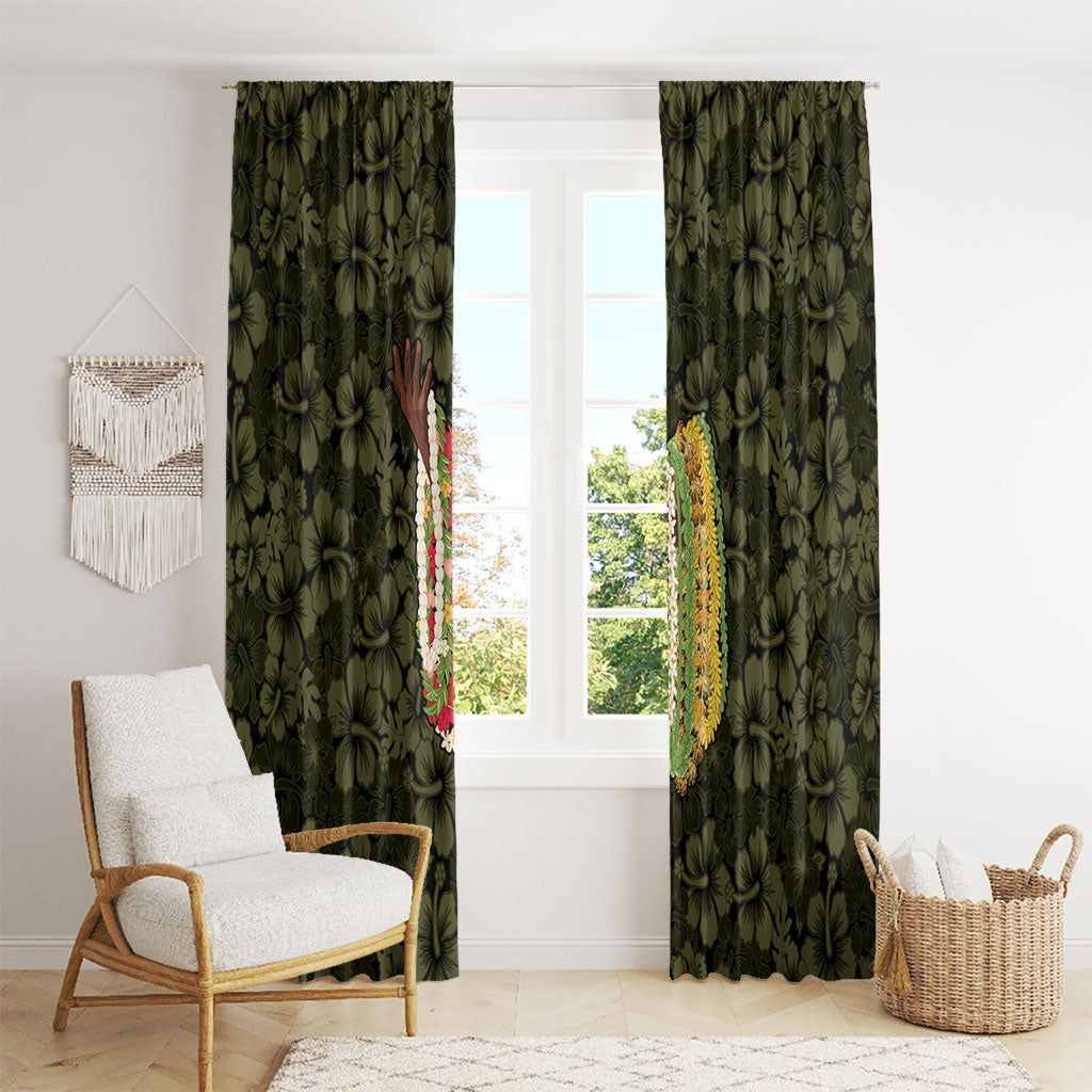 Hawaii Lei Kamehameha Window Curtain Melemele Seamless Pattern Hibiscus Flower