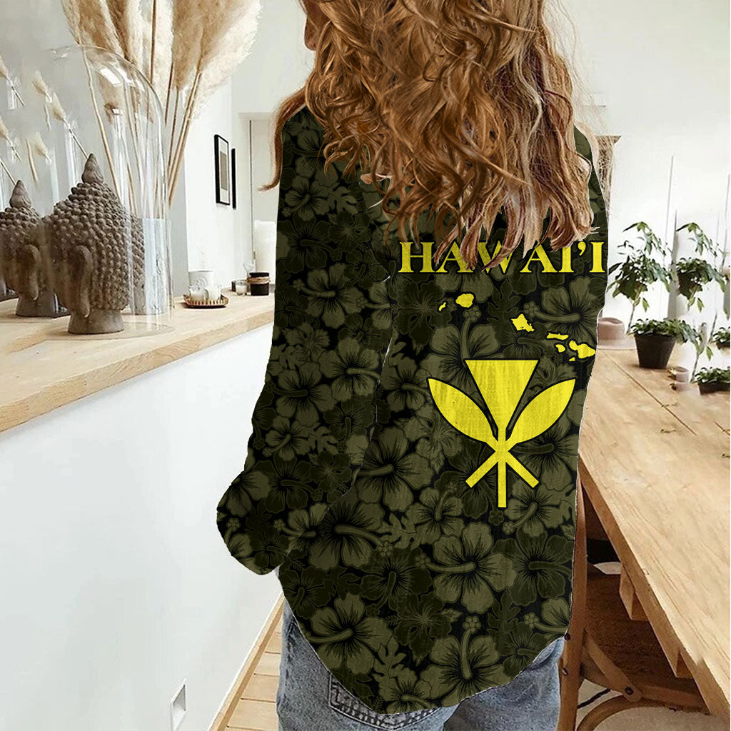 Hawaii Lei Kamehameha Women Casual Shirt Melemele Seamless Pattern Hibiscus Flower LT9 - Polynesian Pride