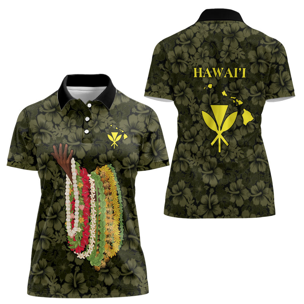 Hawaii Lei Kamehameha Women Polo Shirt Melemele Seamless Pattern Hibiscus Flower LT9 - Polynesian Pride