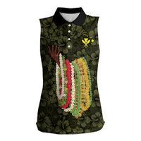 Hawaii Lei Kamehameha Women Sleeveless Polo Shirt Melemele Seamless Pattern Hibiscus Flower