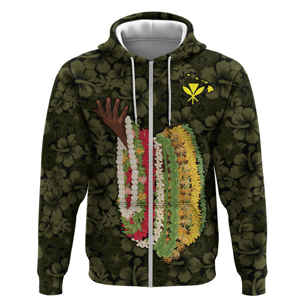 Hawaii Lei Kamehameha Zip Hoodie Melemele Seamless Pattern Hibiscus Flower LT9 Zip Hoodie Yellow - Polynesian Pride