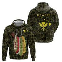 Hawaii Lei Kamehameha Zip Hoodie Melemele Seamless Pattern Hibiscus Flower