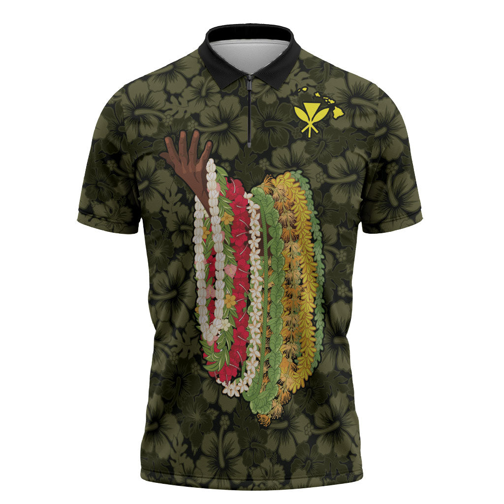 Hawaii Lei Kamehameha Zipper Polo Shirt Melemele Seamless Pattern Hibiscus Flower LT9 Yellow - Polynesian Pride