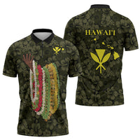 Hawaii Lei Kamehameha Zipper Polo Shirt Melemele Seamless Pattern Hibiscus Flower
