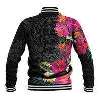 Hafa Adai Guam Baseball Jacket Tropical Flowers Colorful Vibes LT9 - Polynesian Pride