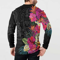 Hafa Adai Guam Button Sweatshirt Tropical Flowers Colorful Vibes LT9 - Polynesian Pride