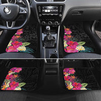 Hafa Adai Guam Car Mats Tropical Flowers Colorful Vibes LT9 Set 4pcs Black - Polynesian Pride