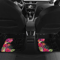 Hafa Adai Guam Car Mats Tropical Flowers Colorful Vibes LT9 Set 2pcs - Back Black - Polynesian Pride