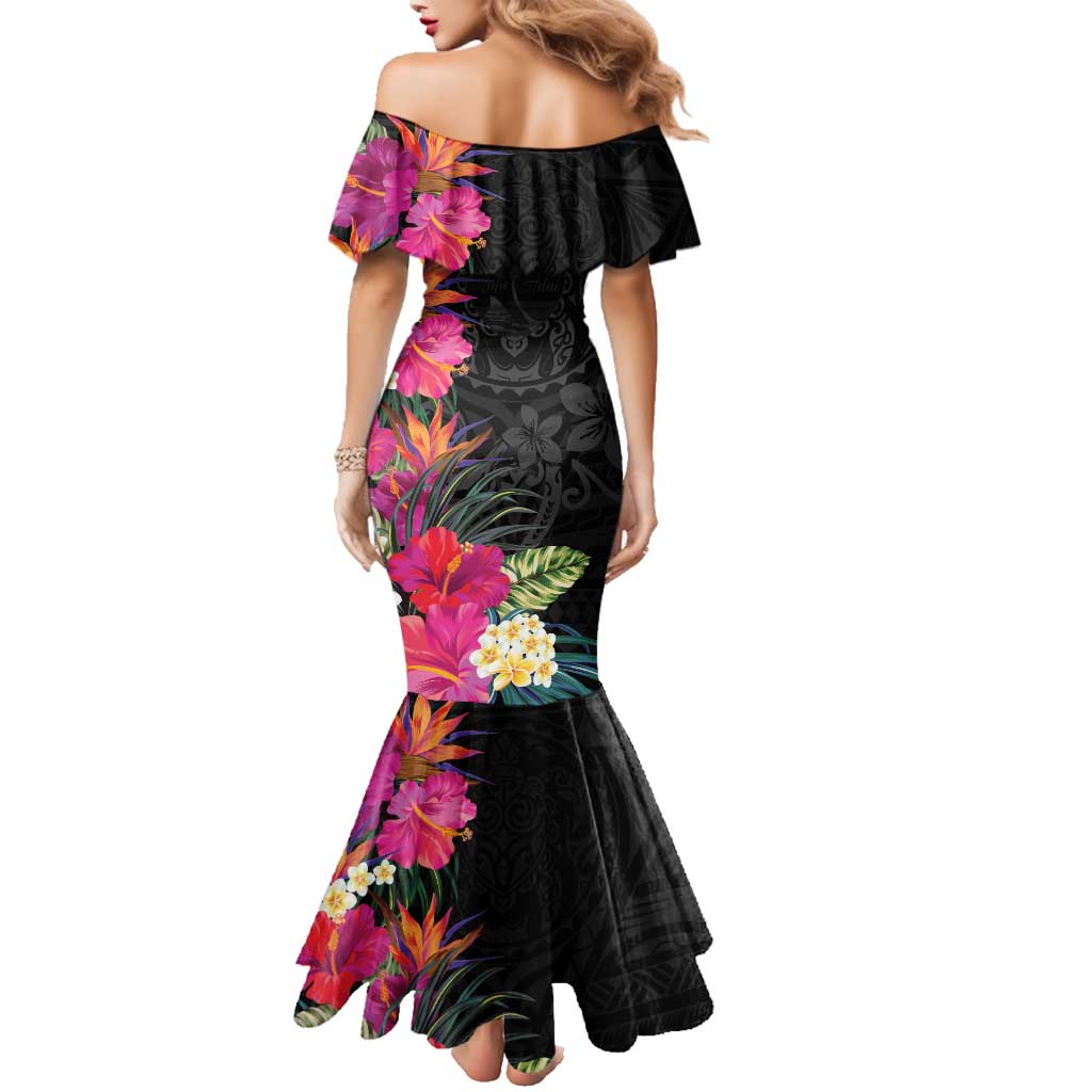 Hafa Adai Guam Family Matching Mermaid Dress and Hawaiian Shirt Tropical Flowers Colorful Vibes