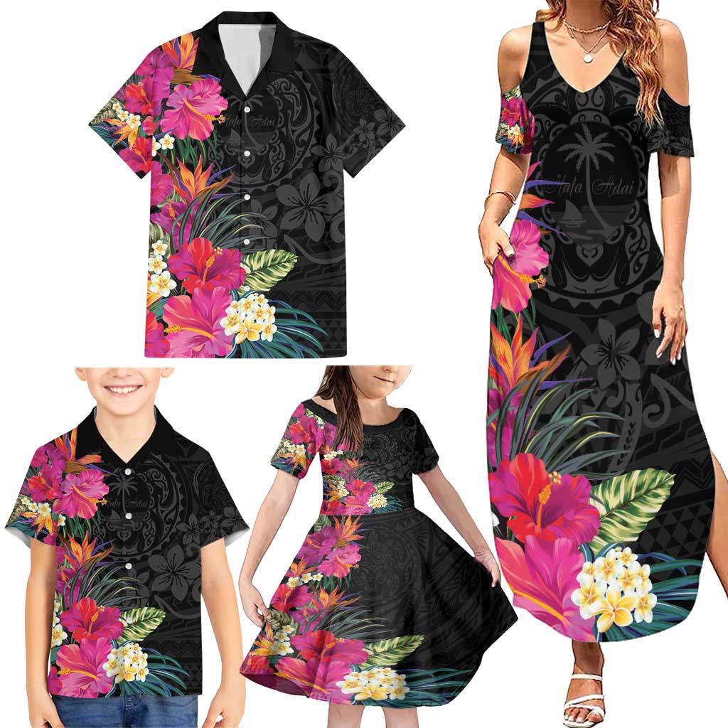Hafa Adai Guam Family Matching Summer Maxi Dress and Hawaiian Shirt Tropical Flowers Colorful Vibes LT9 - Polynesian Pride