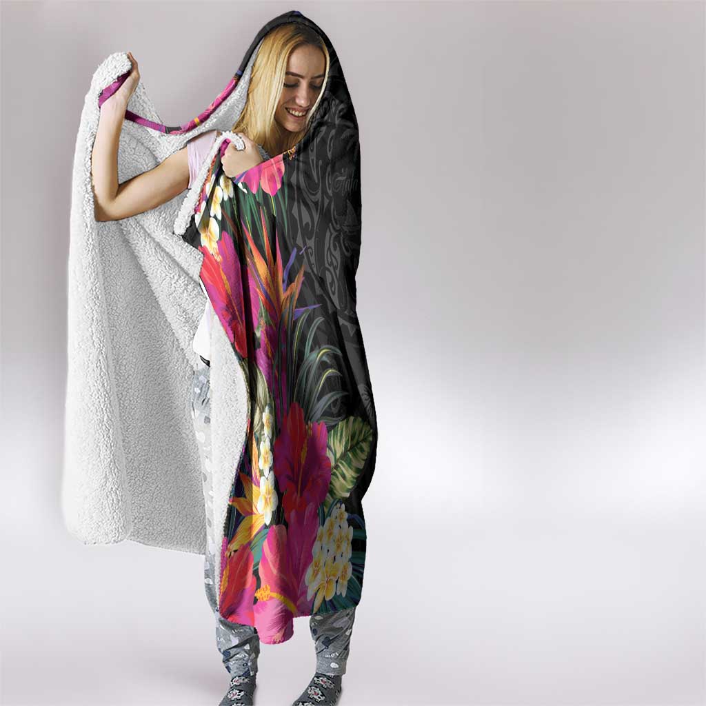 Hafa Adai Guam Hooded Blanket Tropical Flowers Colorful Vibes LT9 - Polynesian Pride